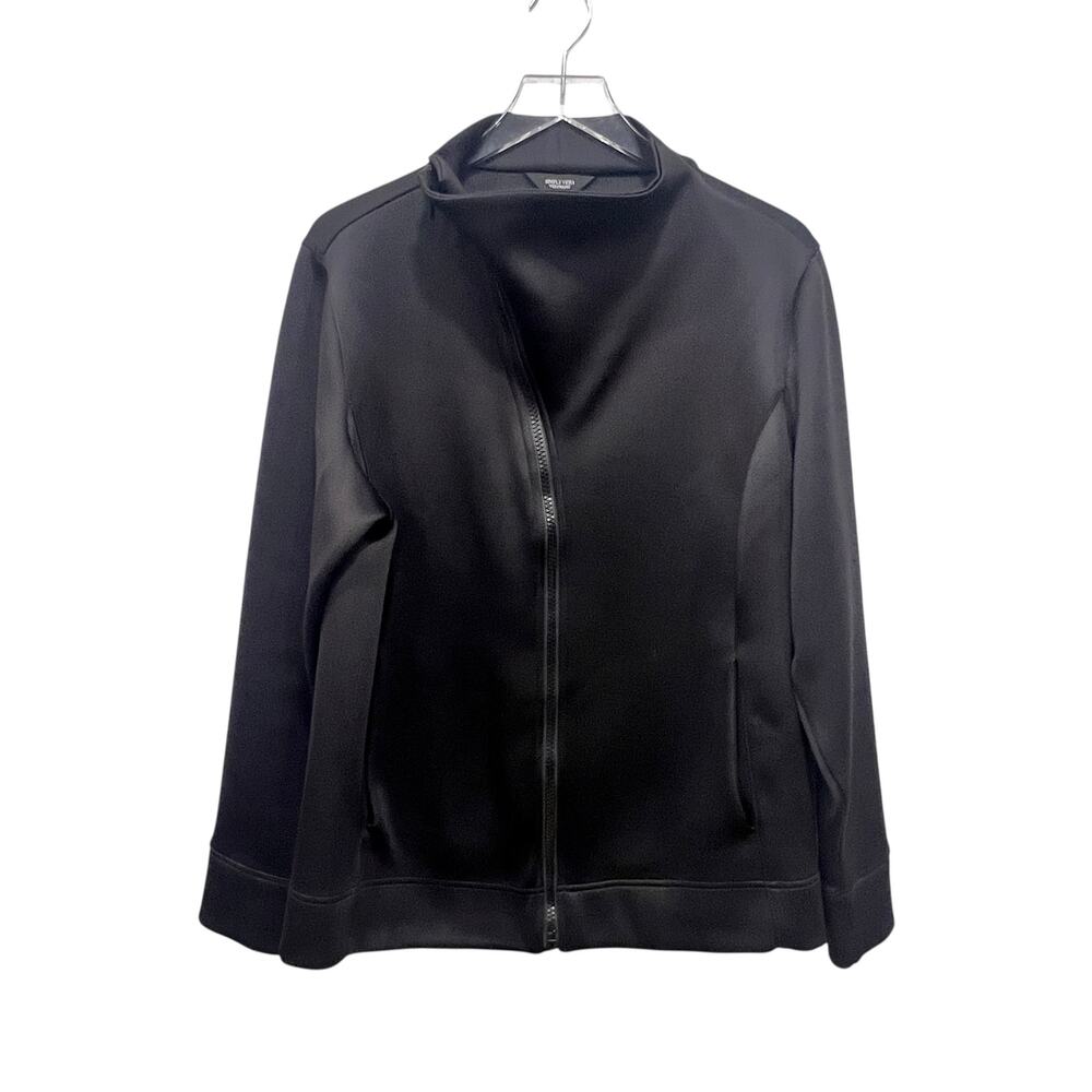 Simply Vera Wang Asymmetrical Knit‎ Completer Jacket Black Size XL Full-zip